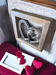 Wooden Framed Metal Hearts, 20cm