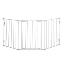 Pawhut Pet Safety Gate 3-panel Playpen Fireplace Christmas Tree Metal ...