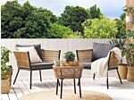 Bistro Set Brown Grey Pe Rattan Detachable Pillows Coffee Table Outdoor Garden Beliani