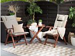 Garden Bistro Set Light Acacia Wood Table 2 Chairs With Taupe Cushions Adjustable Backrest Folding Rustic Style Beliani