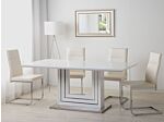 Dining Table White Mdf 180 X 90 Cm High-gloss Steel Base Living Room Modern Design Beliani