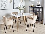 Dining Table White Wooden Legs 120 X 80 Cm Rectangular Scandinavian Style Beliani