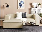 Modular Right Hand Sofa Beige Linen 2 Seater Sectional Corner Sofa With Black Legs Modern Living Room Beliani