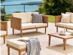 Garden Sofa Acacia Wood 76 Cm White Seating Cushion Padding Slatted Design Outdoor Patio Modern Style Beliani