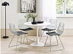 Set Of 2 Dining Chairs Silver Metal Steel With Faux Leather Seat Pad Beliani