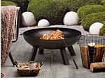 Fire Pit Heater Black Steel Low Bowl Shape Outdoor Garden Beliani