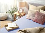 Fitted Sheet Blue Cotton 140 X 200 Cm Elastic Edging Solid Pattern Classic Style For Bedroom Beliani