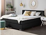 Eu Double Size Divan Bed Black Fabric Upholstered 4ft6 Frame With Tufted Headboard And Pocket Spring Mattress Beliani