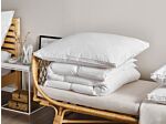 Bed Pillow White Cotton Duck Down And Feathers 80 X 80 Cm High Medium Soft Beliani