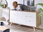 Sideboard White Light Wood 3 Drawers 2 Cabinets Modern Design Scandinavian Beliani