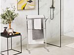 Towel Stand Silver Steel Glossy 3 Rails Standing Towel Rack Modern Bathroom Accessories Beliani