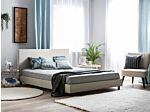 Slatted Bed Frame Beige Polyester Fabric Upholstered 6ft Eu Super King Size Modern Design Beliani