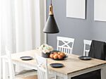 Hanging Light Pendant Lamp Black With Gold And Light Wood Aluminium Cone Shade Industrial Design Beliani