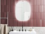 Hanging Led Mirror Ø 78 Cm Oval Modern Contemporary Bathroom Vanity Wall Mounted Make-up Bedroom Beliani