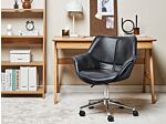 Office Swivel Chair Black Faux Leather Height Adjustable Elegant Beliani