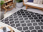Area Rug Carpet Black And White Reversible Synthetic Material Outdoor And Indoor Quatrefoil Pattern Rectangular 140 X 200 Cm Beliani