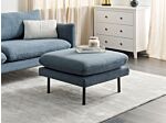 Ottoman Blue Fabric Pillow -top Square Footstool Metal Legs Glamour Style Beliani
