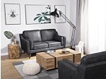 Sofa Grey 2 Seater Faux Leather Wooden Legs Classic Beliani