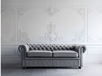 Chesterfield Sofa Grey Genuine Leather Upholstery Dark Wood Legs 3 Seater Contemporary Beliani