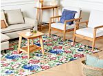 Rug Multicolour Cotton 200 X 300 Cm Floral Pattern Flat Weave Jacquard Woven Living Room Bedroom Traditional Boho Beliani