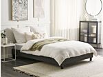 Eu Double Size Bed 4ft6 Grey Fabric Slatted Frame Without Headboard Beliani