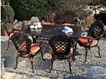 Set Of 2 Garden Dining Chairs Brown Aluminium Polyester Seat Pads Vintage Beliani