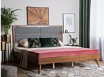 Eu Super King Size Bed Dark Mdf 6ft Frame With Upholstered Headrest And Slatted Base Beliani