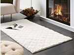 Faux Rabbit Fur Rug White Artificial Polyester Fur 80 X 150 Cm Soft Shaggy High Pile Trellis Pattern Rug Beliani