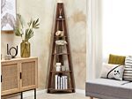 4-tier Ladder Bookcase Dark Wood Book Shelf Corner Display Beliani