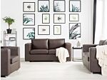 3 Seater Sofa Brown Split Leather Upholstery Chromed Legs Retro Design Beliani