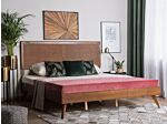 Eu Super King Size Bed Dark Mdf 6ft Frame With Headrest And Slatted Base Beliani