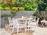 Set Of 4 Garden Chairs White Aluminium Beige Seat Pad Cushions Powder-coated Finish Patio Outdoor Beliani