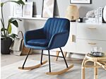 Rocking Chair Blue Velvet Metal Legs Wooden Skates Modern Beliani