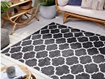 Area Rug Carpet Black And White Reversible Synthetic Material Outdoor And Indoor Quatrefoil Pattern Rectangular 160 X 230 Cm Beliani