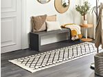 Area Rug Beige And Black Cotton 80 X 230 Cm Rectangular Geometric Pattern Boho Oriental Style Beliani