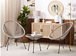 Bistro Set Light Grey Pe Rattan 3 Piece 2 Seater Modern Round Indoor Outdoor Beliani