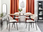 Set Of 2 Dining Chairs Cream Fabric Upholstery Black Metal Legs Armless Curved Backrest Modern Contemporary Design Beliani