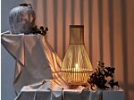 Candle Lantern Light Wood Willow 58 Cm With Glass Floor Candle Holder Boho Style Indoor Beliani