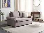 Sofa Bed Light Brown Polyester Fabric 2 Seater Pull-out Convertible Sleeper Retro Design Beliani