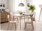 Dining Table White Wooden Legs 150 X 90 Cm Rectangular Scandinavian Style Beliani