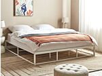 Bed Frame White Metal Eu Super King 6ft Industrial Modern Style In-built Slats Without Headrest Beliani