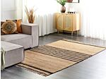 Area Rug Beige Jute 160 X 230 Cm Braided Handmade Striped Pattern Natural Boho Style Textile Beliani