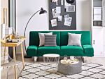 Sofa Bed Green Velvet Upholstery 3 Seater Click Clack Mechanism Adjustable Armrests Beliani