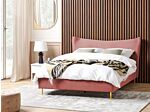 Eu King Size Bed Pink Velvet 5ft3 Upholstered Frame Metal Legs Slatted Base Headboard Modern Glam Style Bedroom Beliani