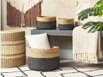 Set Of 3 Storage Boxes Natural Black Jute 13/15/25 Cm Height Laundry Baskets Bin Accessory Decoration Boho Beliani