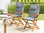 Outdoor Chair Replacement Cushions Set Grey Fabric Uv Resistant Thickly Padded 2 Pillows Beliani