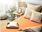 Fitted Sheet Orange Cotton 180 X 200 Cm Elastic Edging Solid Pattern Classic Style For Bedroom Beliani