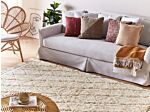 Area Rug Beige Cotton 160 X 230 Cm Minimalistic Tufted Shaggy Design Geometric Pattern Living Room Bedroom Beliani