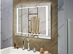 Wall Mounted Hanging Led Mirror 60 X 80 Cm Rectangular Modern Vintage Bathroom Glamour Make-up Vanity Bedroom Beliani