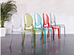 Set Of 4 Dining Chairs Blue Transparent Synthetic Material Solid Back Armless Stackable Vintage Modern Design Beliani